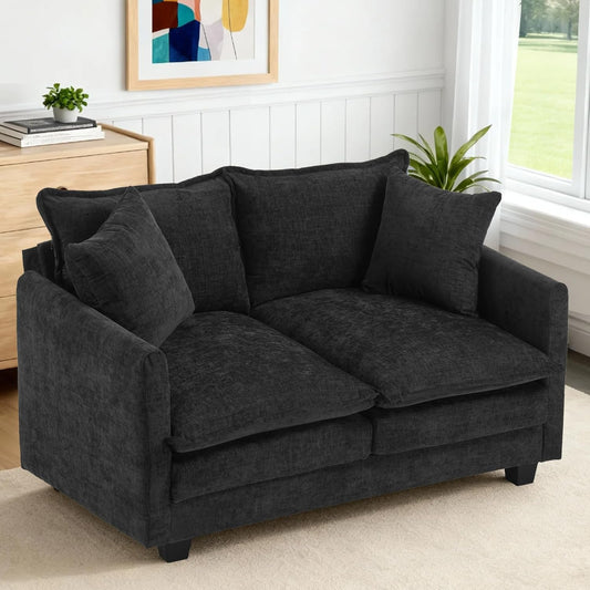 Bergenfield Furniture Loveseat Sofa Cloud Couch 50 Inch Modern 2 Seat Deep Seat Sofa with Pillows