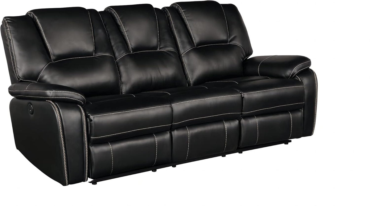 Bergenfield Furniture Manual Recliner Sofa Set Bonded Leather Reclining Loveseat Couch Living Room Black