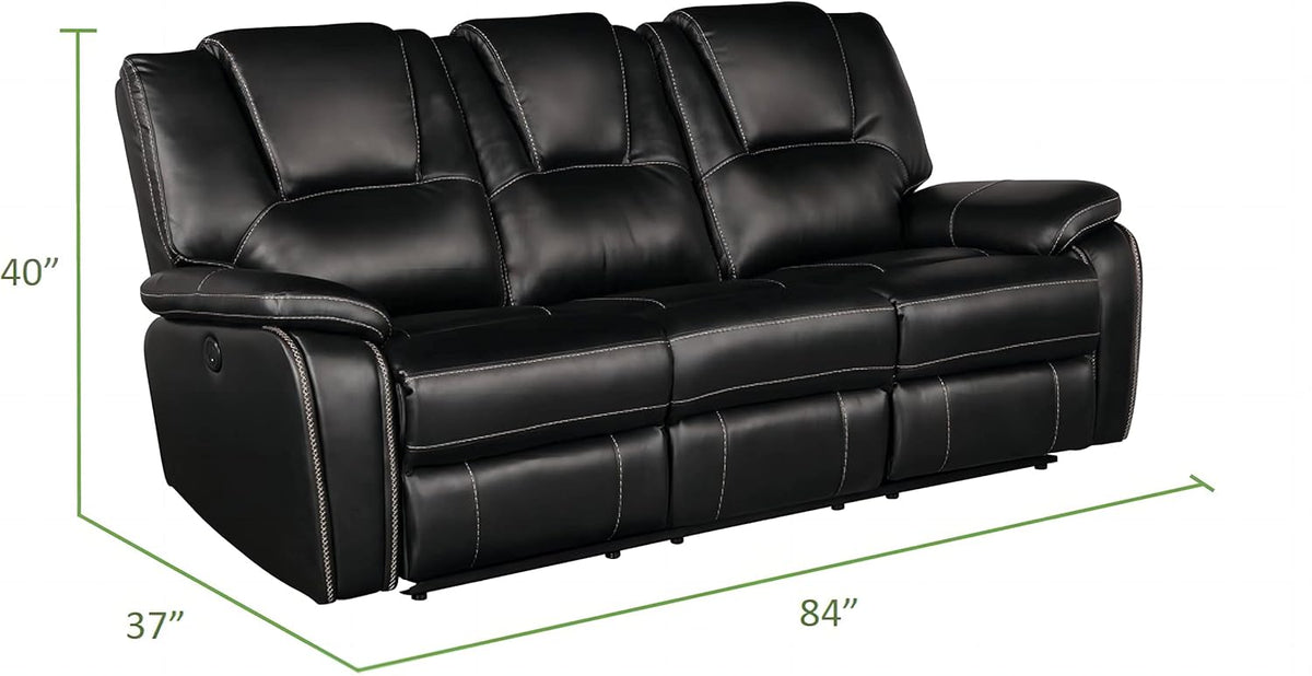 Bergenfield Furniture Manual Recliner Sofa Set Bonded Leather Reclining Loveseat Couch Living Room Black