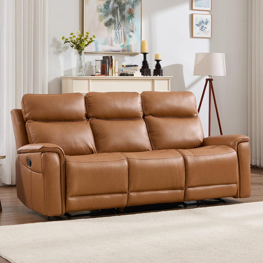 Bergenfield  Furniture 3 Seater Recliner Sofa Manual Faux Leather Reclining Couch with Cup Holder