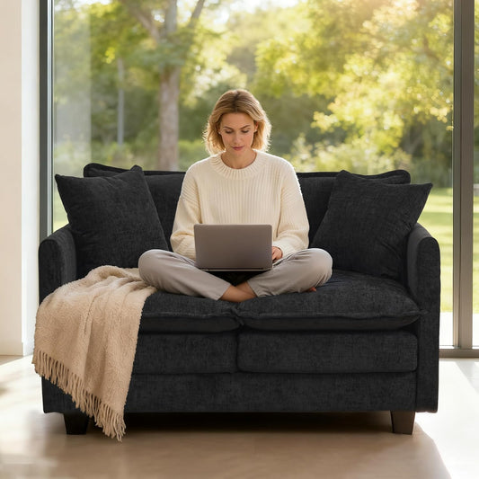 Bergenfield  Furniture Loveseat Sofa Cloud Couch 50 Inch Modern 2 Seat Deep Seat Sofa with Pillows