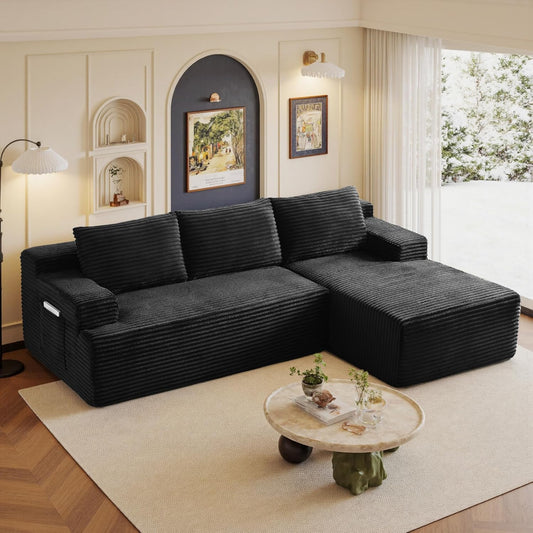 Bergenfield  Furniture Sectional Couch Cloud Sofa L Shaped Upholstered Modular Sectional Couch with Chaise Boneless Modern Living Room Sofa
