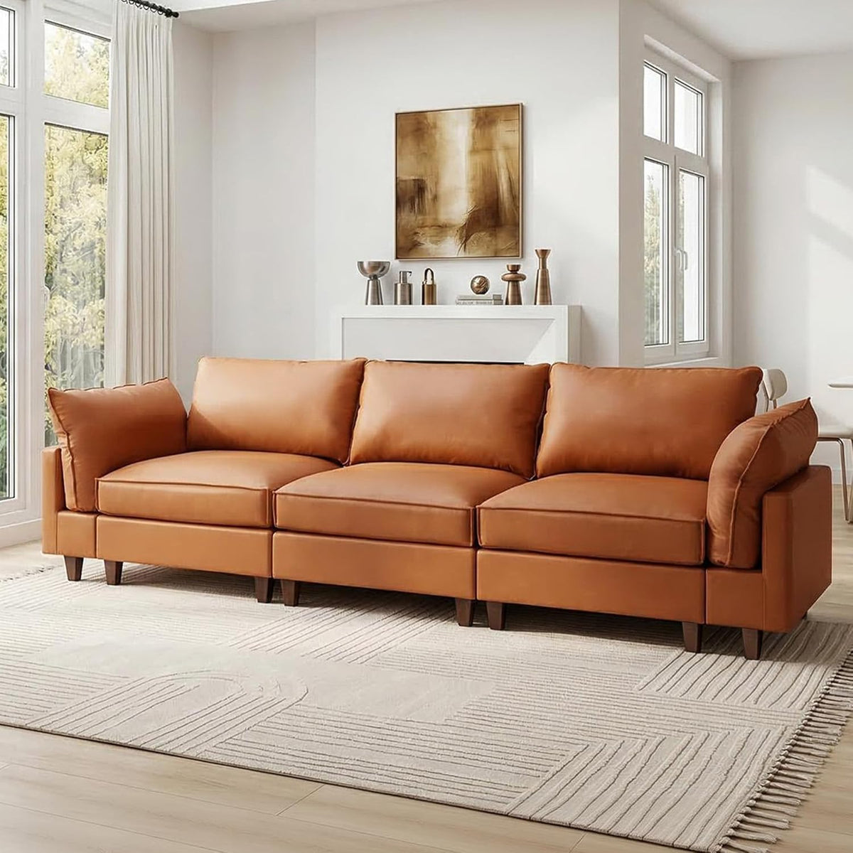 Bergenfield  Furniture Modular Sectional Couch Oversized Cloud Couch 3 Seat L Shaped Sofa