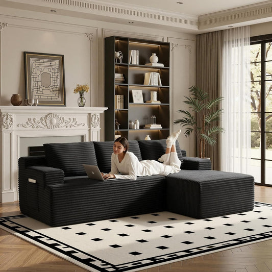 Bergenfield  Furniture Sectional Couch Cloud Sofa L Shaped Upholstered Modular Sectional Couch with Chaise Boneless Modern Living Room Sofa